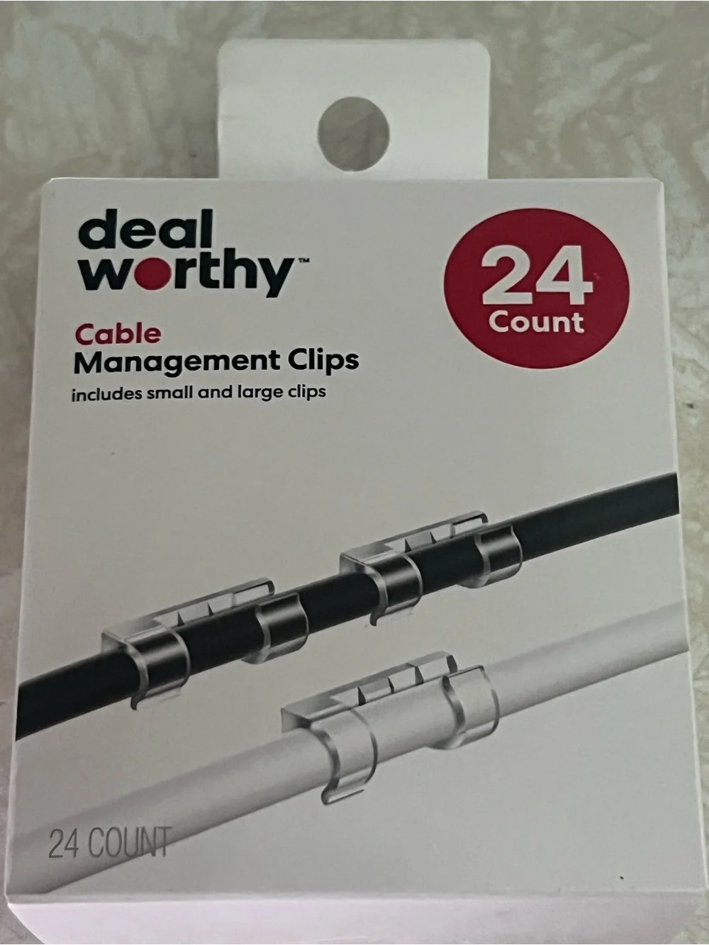 deaworthy 24-Count Cable Management Clips - White Packaging